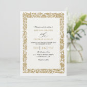 Vintage Classic Gold Budget QR Code Wedding Einladung (Stehend Vorderseite)