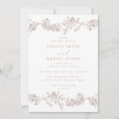 Vintage Classic Neutral Floral Wedding Einladung (Vorderseite)