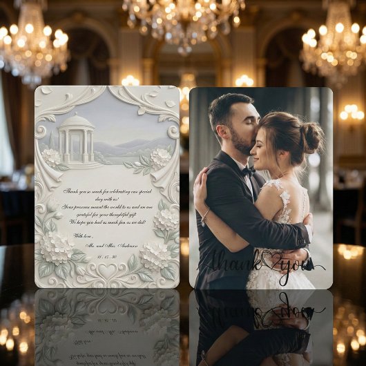 Vintage Classical Cream Hydrangea Romantic Photo Dankeskarte