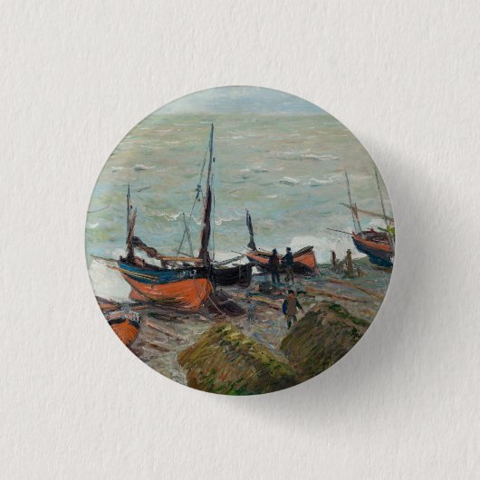 Vintage Claude Monet Fischerboote Button (Vorderseite)