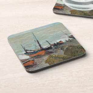 Vintage Claude Monet Fischerboote Getränkeuntersetzer