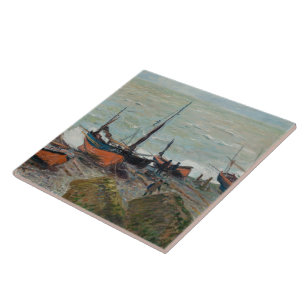 Vintage Claude Monet Fischerboote Keramikfliese