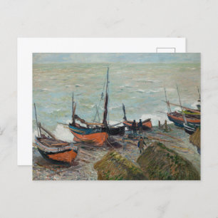 Vintage Claude Monet Fischerboote      Postkarte
