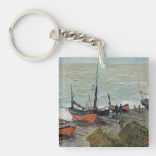 Vintage Claude Monet Fischerboote Schlüsselanhänger