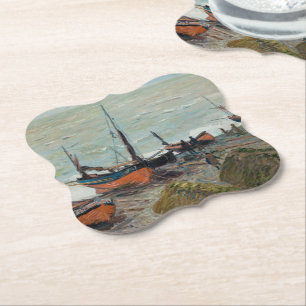 Vintage Claude Monet Fischerboote Untersetzer