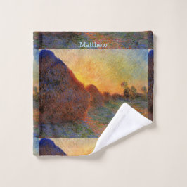 Vintage Claude Monet Grainstacks Wash personalisie Waschlappen