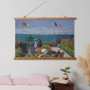 Vintage Claude Monet Terrasse eine Sainte-Adresse Wandteppich Mit Holzrahmen