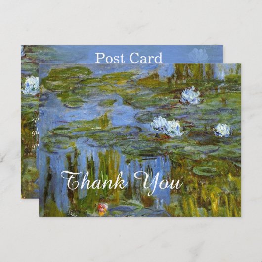 Vintage Claude Monet Wasserlilie danke Postkarte (Vorne/Hinten)