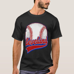 Vintage Cleveland Cityscape Baseball Player und F T-Shirt