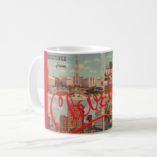 Vintage Cleveland Greetings Kaffeetasse (Vorderseite Links)