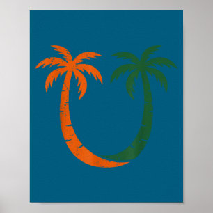 Vintage Clic 90er Miami Palmen Um  Poster