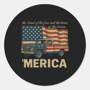 Vintage Clic Truck Merica Amerikanische Flagge Usa Runder Aufkleber