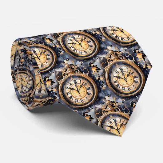 Vintage Clock Face Steampunk Neck Tie Krawatte (Gerollt)