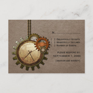 Vintage Clock Response Card, Mocha RSVP Karte