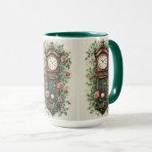 Vintage Clock Surrounded by Roses and Vines Tasse (VorderseiteRechts)