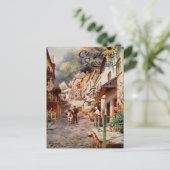 Vintage Clovelly High Street Christmas Postkarte (Stehend Vorderseite)