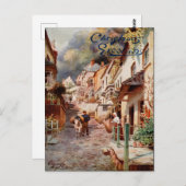 Vintage Clovelly High Street Christmas Postkarte (Vorne/Hinten)