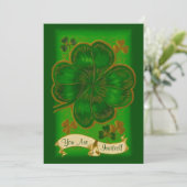 Vintage Clover St. Patrick's Day Party Einladung (Stehend Vorderseite)