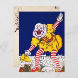 Vintage Clown-Anzeige Postkarte
