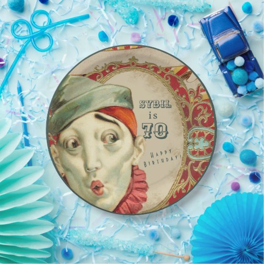 Vintage Clown Expressions Birthday Pappteller (Party)