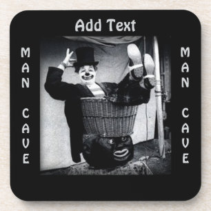 Vintage Clown-Fotografie Man Cave quadratischer Un Getränkeuntersetzer