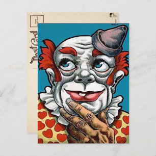 Vintage Clown Kunst, Dichtung und Musik Postkarte