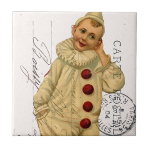 Vintage Clown Postkarten Digitalkunst Fliese