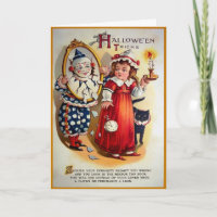 Vintage Clown Spiegel Halloween Karte