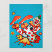 Vintage Clownreitkarte Postkarte (Vorderseite)