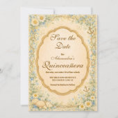 Vintage Coastal Daisy Quinceañera Save The Date (Vorderseite)
