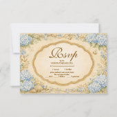 Vintage Coastal Hydrangea Quinceañera RSVP Karte (Vorderseite)