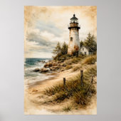 Vintage Coastal Lighthouse Poster (Vorne)