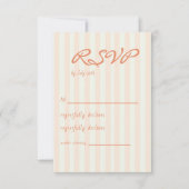Vintage Coastal Minimal Peach Stripes Wedding RSVP Karte (Vorderseite)