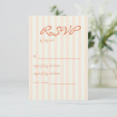 Vintage Coastal Minimal Peach Stripes Wedding RSVP Karte (Stehend Vorderseite)