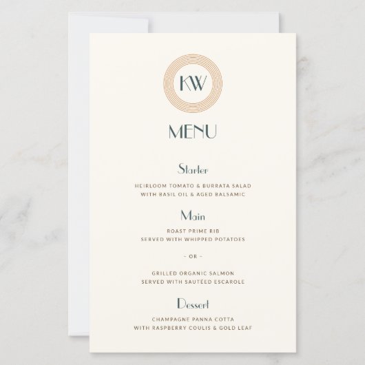 Vintage Coastal Retro Sunset Deco Wedding Menu (Vorderseite)