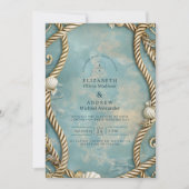 Vintage Coastal Rope Ocean Wedding Einladung (Vorderseite)