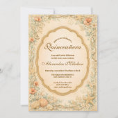 Vintage Coastal Seashell Quinceañera Einladung (Vorderseite)
