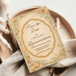 Vintage Coastal Seashell Quinceañera Save The Date
