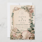 Vintage Coastal Shell Romance Wedding Save The Date (Vorderseite)