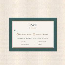 Vintage Coastal Sunset Nautical Deco Wedding Meal RSVP Karte