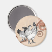 Vintage Cochin-Hühner Magnet (Vorderseite/Rückseite)