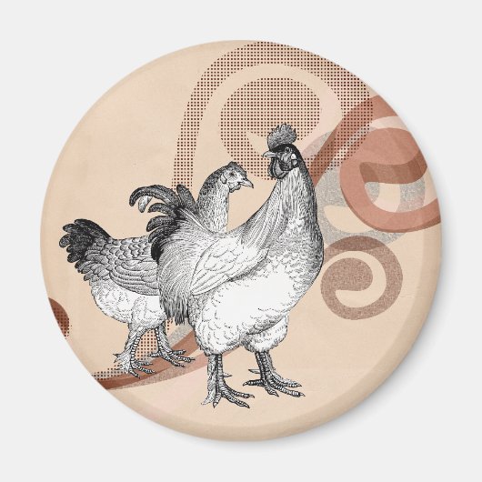 Vintage Cochin-Hühner Magnet (Vorne)