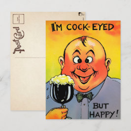 Vintage Cock-Mit Augen Drink Postkarte