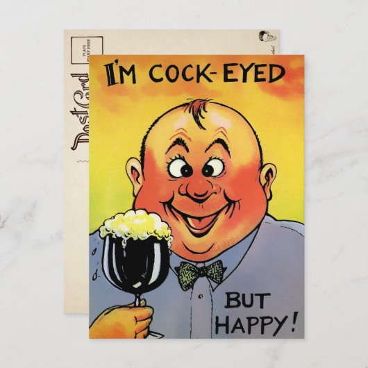 Vintage Cock-Mit Augen Drink Postkarte (Vorne/Hinten)