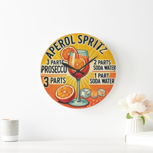 Vintage cocktail Aperol Spritz Große Wanduhr (Zuhause)