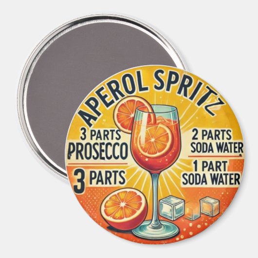 Vintage cocktail Aperol Spritz Magnet (Vorderseite/Rückseite)