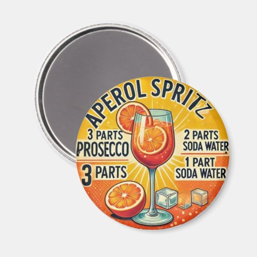 Vintage cocktail Aperol Spritz Magnet (Vorderseite/Rückseite)