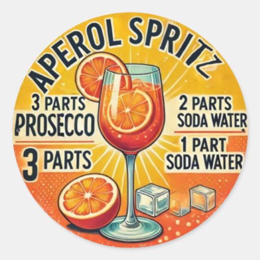 Vintage cocktail Aperol Spritz  Runder Aufkleber (Vorderseite)
