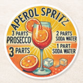 Vintage cocktail Aperol Spritz  Runder Pappuntersetzer (Vorderseite)