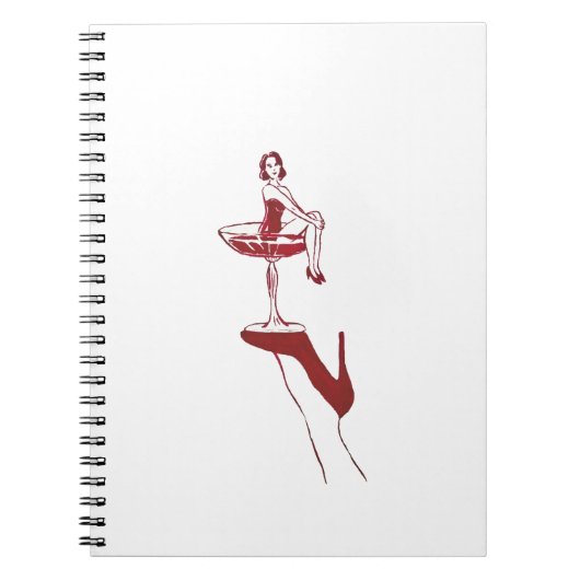 Vintage Cocktail Glass Pinup Notebook Notizblock (Vorderseite)